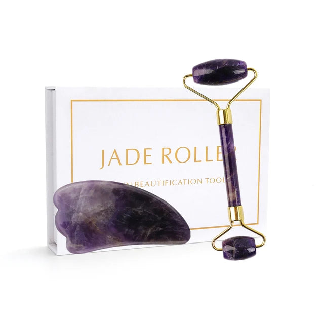 Roller de Massage Facial en Gua Sha Violet "Améthyste Éclat"